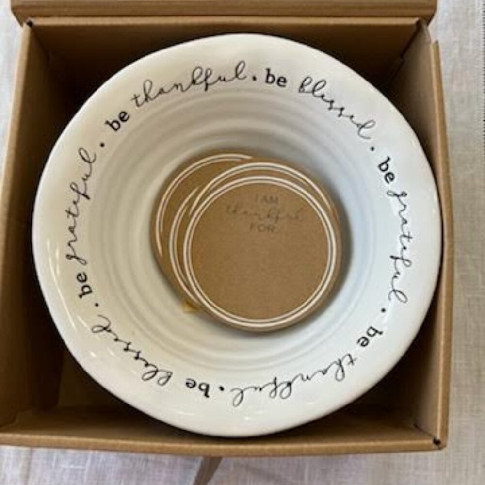 NIB Mud Pie The Thankful Bowl Ceramic Keepsake Shareable Collectible